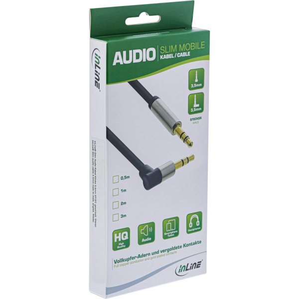 InLine Cavo Audio Jack Slim 3,5mm M-M angolare 90° - stereo - 1m
