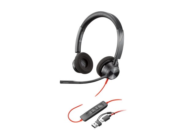 Poly HP Poly Cuffie stereo Poly Blackwire 3320 con connettore USB-C + adattatore USB-C/A - 131 g