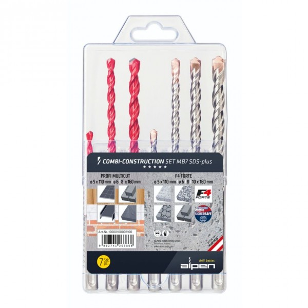 ALPEN-MAYKESTAG 0000100007100 SDS-plus MB 7 7teilig Universal-Bohrersortiment