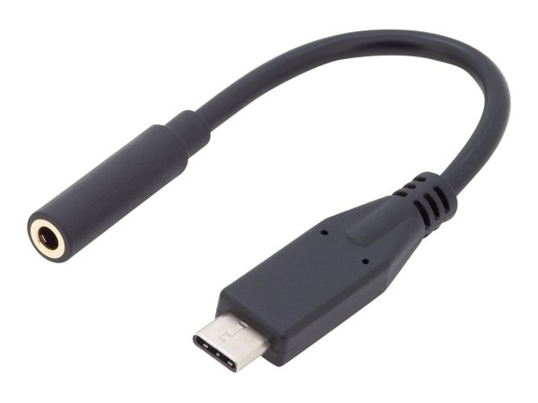 DIGITUS Adattatore/convertitore audio USB Type-C - da Type-C/St a jack da 3,5 mm/Bu - Nero - USB C -
