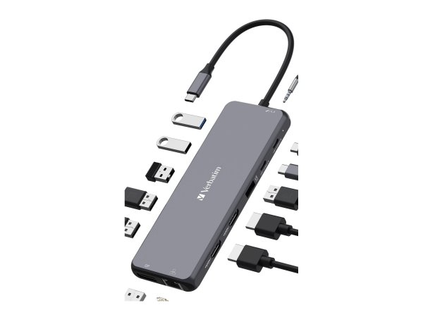 Verbatim CMH-13 - USB tipo-C - 3.5mm - DisplayPort - HDMI - RJ-45 - USB 2.0 - USB 3.2 Gen 1 (3.1 Gen