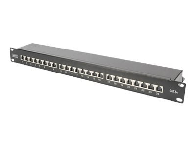DIGITUS Pannello patch CAT 6A - classe EA - schermato - RJ-45 - Cat6a - Montaggio a rack - 1U - Nero