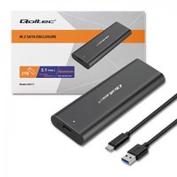 Qoltec 50312 - Box esterno SSD - M.2 - SATA - Collegamento del dispositivo USB - Nero