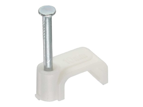InLine Graffe fermacavo con chiodo per cavo piatto - 8mm - bianca - 100pz