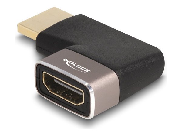 Delock HDMI Adapter St zu Bu 90°rechts gewinkelt grau Metall - Adattatore
