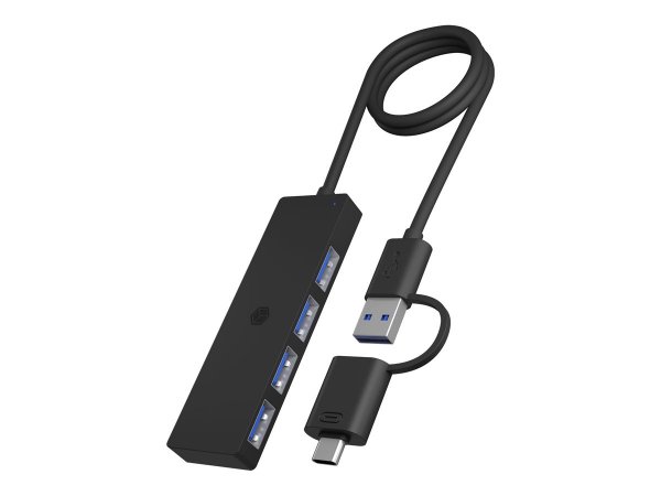 ICY BOX IB-HUB1424-C3 USB 3.2 Gen 1 4-Port Hub schwarz mit USB-C/A Kabel