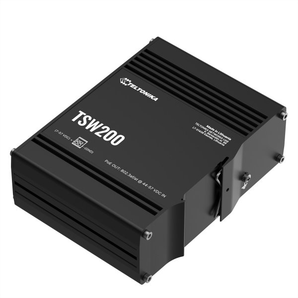 Teltonika · Switch· TSW200· Industrial unmanaged PoE+ Switch 2 - Interruttore - Vetroresina (lwl)