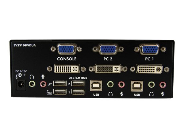 StarTech.com Switch KVM doppio monitor VGA DVI 2 porte USB con audio e hub USB 2.0 - 1920 x 1200 Pix