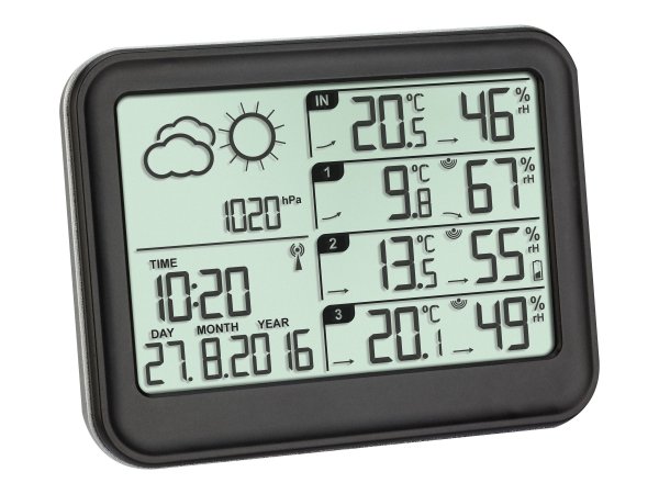 TFA 35.1142 - Nero - Igrometro da interno - Termometro da interno - Igrometro per esterno - Termomet