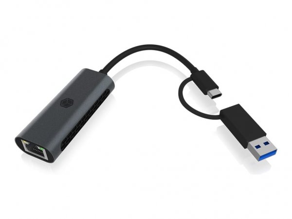 ICY BOX IB-LAN301-C3 - Cablato - USB Type-A/USB Type-C - Ethernet - 2500 Mbit/s - Antracite