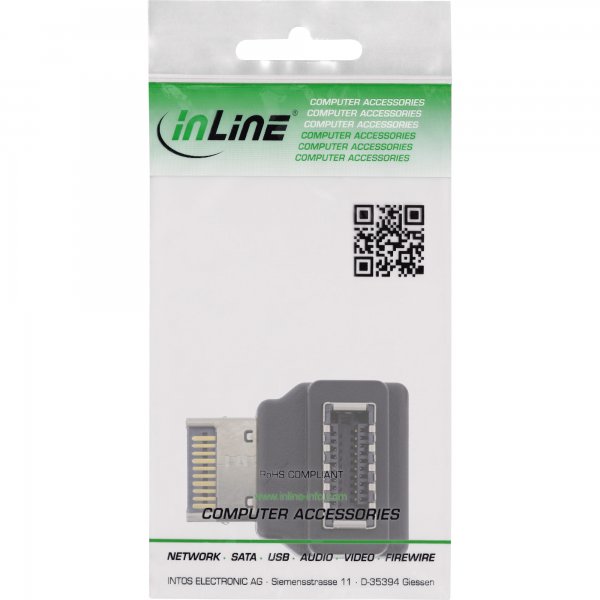 InLine Adattatore USB 3.2 interno - pannello frontale da USB-E m a USB-E f 90°