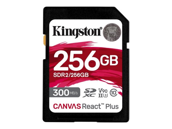 Kingston 256GB Canvas React Plus SDXC UHS-II 300R/260W U3 V90 for Full HD/4K/8K - 256 GB - SD - Clas