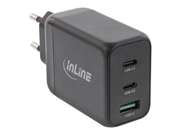 InLine Caricatore USB-C GaN - 3 porte - 2x USB-C + USB-A - 65 W - nero