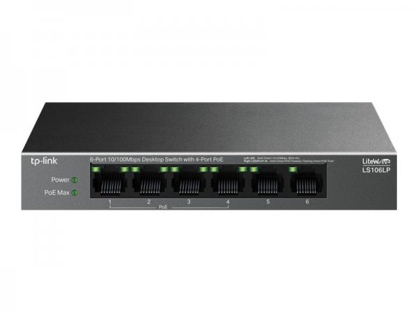 TP-LINK LS106LP Desktop Switch 4 PoE Ports Unmanaged Black - Interruttore - 1,2 Gbps