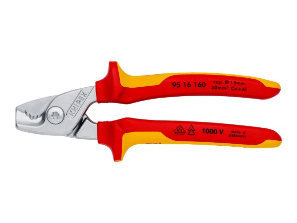 KNIPEX 95 16 160 - Tagliacavo di alimentazione - Rosso - Acciaio inossidabile - Giallo - VDE - 1,5 c