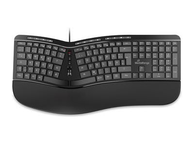 MEDIARANGE ergon. Multimedia-Tastatur 124 Ta. Scr-Rad schw. MROS120 - Tastiera - 124 tasti