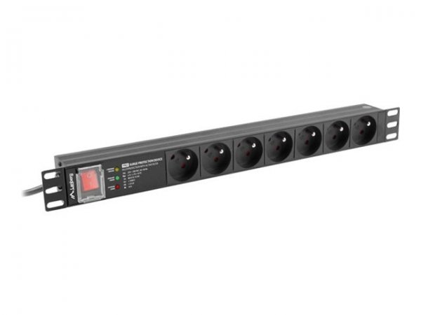 Lanberg PDU-PRO-07E-0200-BK - Commutate - 1U - Monofase - Orizzontale - Alluminio - Nero
