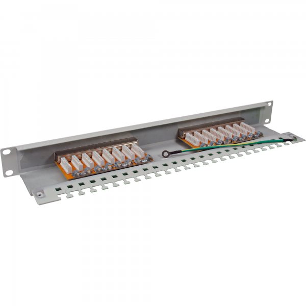 InLine Patch Panel Cat.6 - 16-porte - 48,26cm (19") - 1HE - grigio chiaro - RAL7035