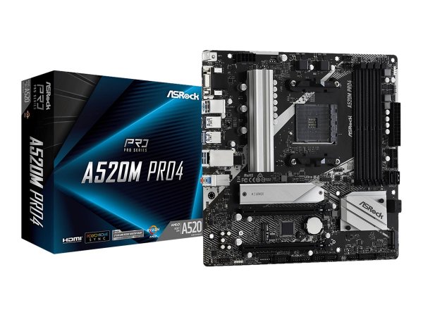 ASRock A520M Pro4 - AMD - Socket AM4 - AMD Ryzen 3000 Series - DDR4-SDRAM - 64 GB - DIMM