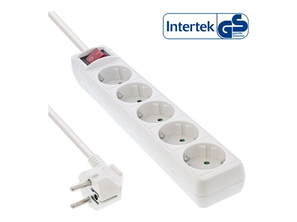 InLine Multipresa 5x Shucko - con interruttore - bianco - cavo 1,5m,