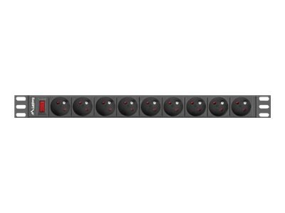 Lanberg PDU-09E-0300-BK - 1U - Orizzontale - Nero - 9 presa(e) AC - Tipo E - Attività