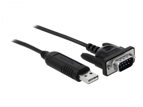 Delock 66282 - Nero - 1,8 m - RS-232 - USB tipo A - Maschio - Maschio