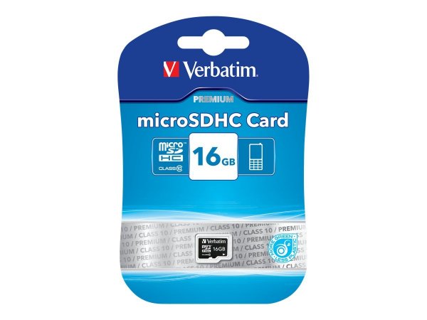 Verbatim Premium - 16 GB - MicroSDHC - Classe 10 - 10 MB/s - 10 MB/s - Nero