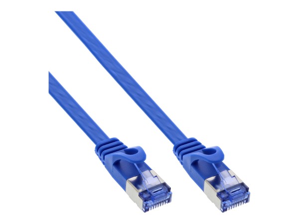InLine Patch Cable flat - U/FTP - Cat.6A - blu - 10m