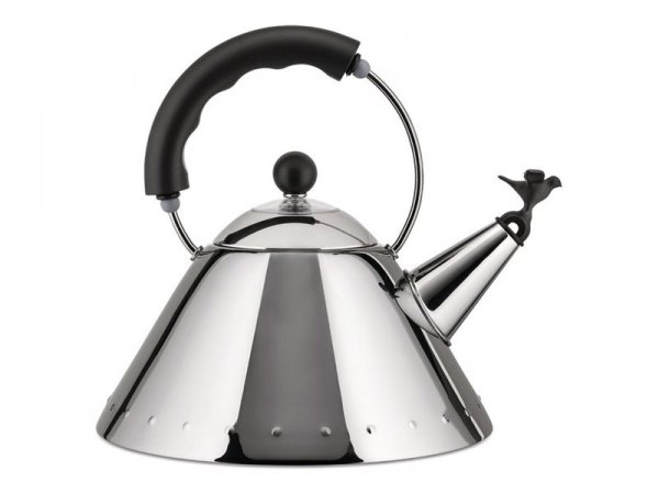 Alessi 9093 B Wasserkessel mit Griff Edelstahl vogelförmige Flöte aus PA