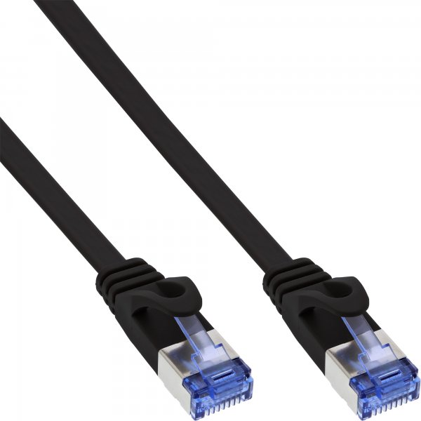 InLine Cavo Patch Lan piatto - U/FTP - Cat.6A - nero - 0,5m