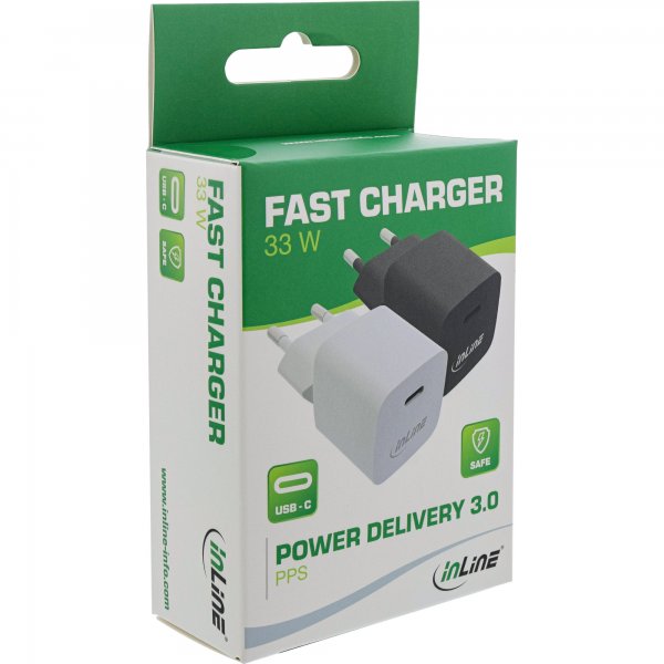 InLine Caricatore USB-C GaN - Power Delivery 3.0 - PPS - 33 W - nero