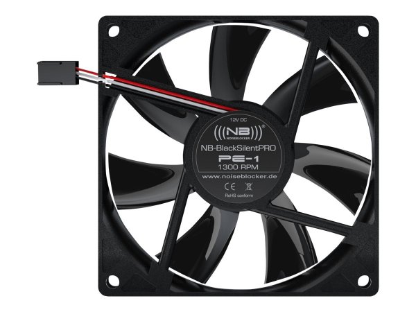 NOISEBLOCKER BlackSilentPRO PE-1 - Gehäuseluefter - 92 mm - mattschwarz - Case fan - 14 dB