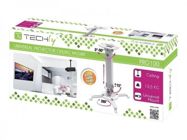 Techly ICA-PM-18S - Soffitto - 13,5 kg - Argento - 380 - 580 mm - 360° - -15 - 15°