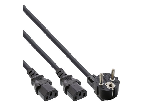 InLine Cavo alimentaz.Y Shu.cko 90° a 2x presa C13 - nero - 3m