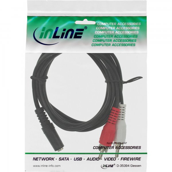 InLine Cavo Audio Jack 3,5mm F a 2x RCA M - 3m - prolunga