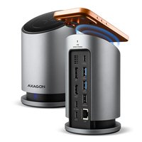 AXAGON HMC-WL9 USB 10Gbps hub s Qi 3x USB-A USB-C HDMI & DP 4k/60Hz RJ-45 GLAN PD