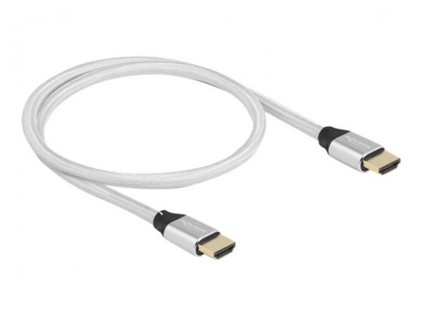Delock Cavo HDMI ad altissima velocità 48 Gbps 8K 60 Hz da argento 0,5 m certificato - 0,5 m - HDMI