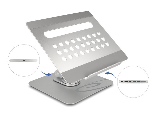 Delock Tablet und Notebook Ständer mit eingebauter Dockingstation 4K