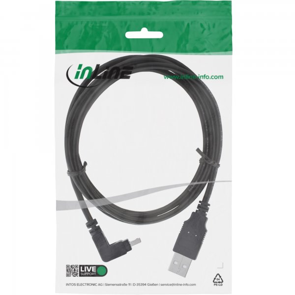InLine Cavo USB 2.0 Mini - Am/ Mini Bm(5pol.) - Angolato v/ Alto - nero - 1,5m