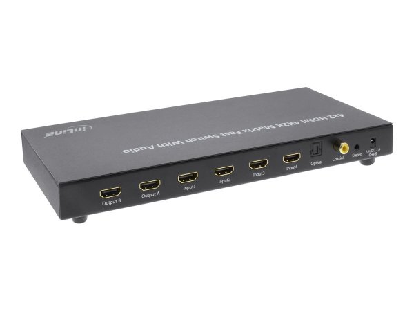 InLine HDMI Matrix Switch 4xIn 2xOut - 4K2K - telecomando a infrarossi