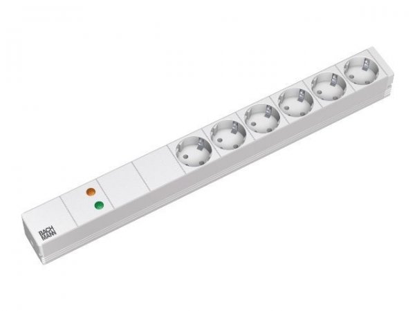 Bachmann 5x Schuko - 2m - 2 m - Tipo F - Plastica - Grigio - Plastica - 6 presa(e) AC