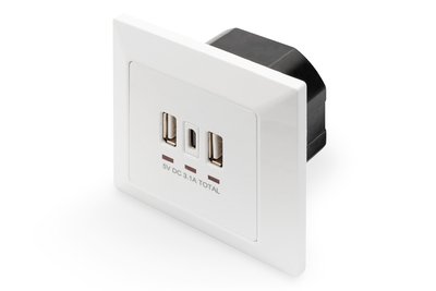 DIGITUS Steckdose mit USB A & USB-C Ports Unterputz-Montage