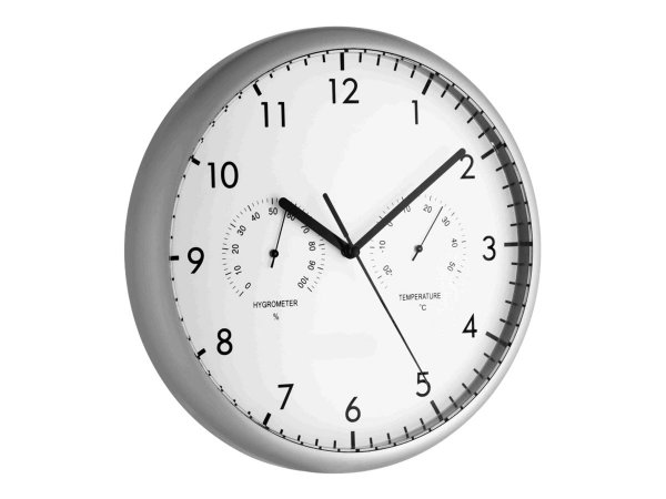 TFA 98.1072 - Parete - Orologio al quarzo - Rotondo - Argento - Plastica - Stilo AA