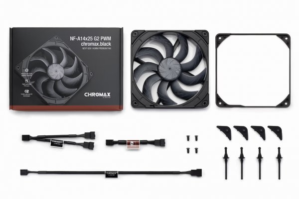 Noctua NF-A14x25 G2 PWM chromax.black Gehäuseluefter 140 mm - Gehäuse-Lüfter - 1... - Case fan - 150