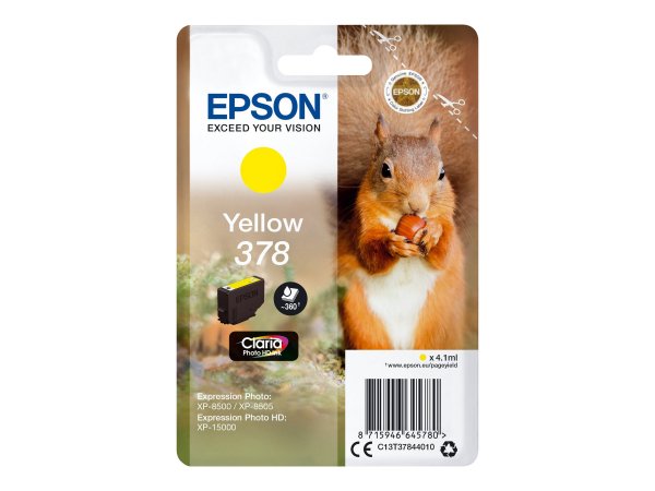 Epson Squirrel Singlepack Yellow 378 Claria Photo HD Ink - Resa standard - Giallo - Inchiostro a bas