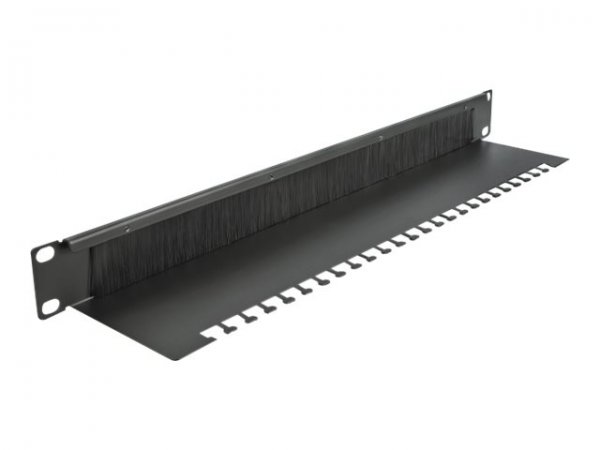 Delock Spazzola a strip da 19? per la gestione dei cavi con piastra di supporto per cavi 1U nera - P