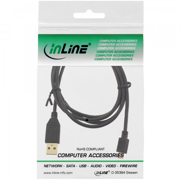 InLine Cavo USB 2.0 Micro - A maschio / Micro B maschio - dorato - nero - 1,5m