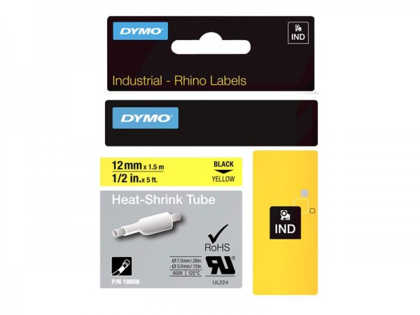 Dymo Etichette per tubi termoretraibili IND - Nero su giallo - Multicolore - -55 - 135 °C - UL 224 -