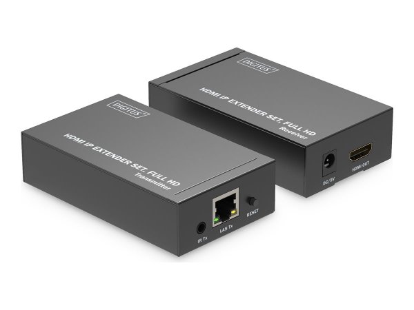 DIGITUS Set extender HDMI IP - Full HD - 1920 x 1080 Pixel - Trasmettitore e ricevitore AV - 120 m -