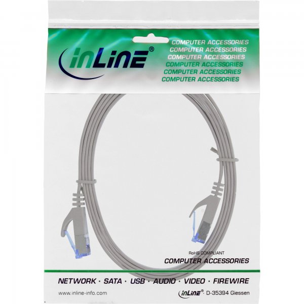 InLine Patch Cable flat - U/FTP - Cat.6A - grigio - 0,5m